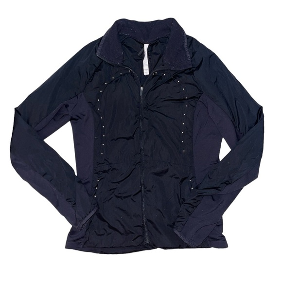 lululemon athletica Jackets & Blazers - Lululemon Athletica black reflective dot full zip jacket women’s size 12